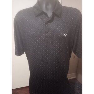 Callaway Opti-Dri Polo Golf Shirt Men's Size Large Black All Over Print Stretch